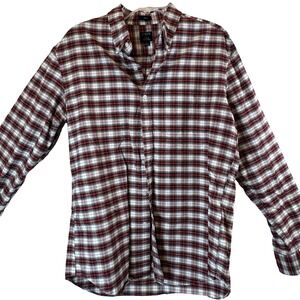J Crew Large Flex Oxford Plaid Button Down Shirt Mens L Festival Office‎ Casual